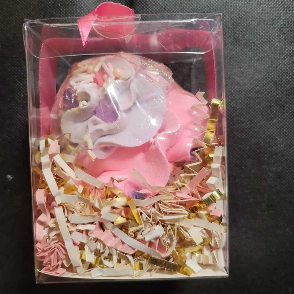 Bath Bomb - Cupcake With Pink and Yellow Icing and Sprinkles - Sleep Easy